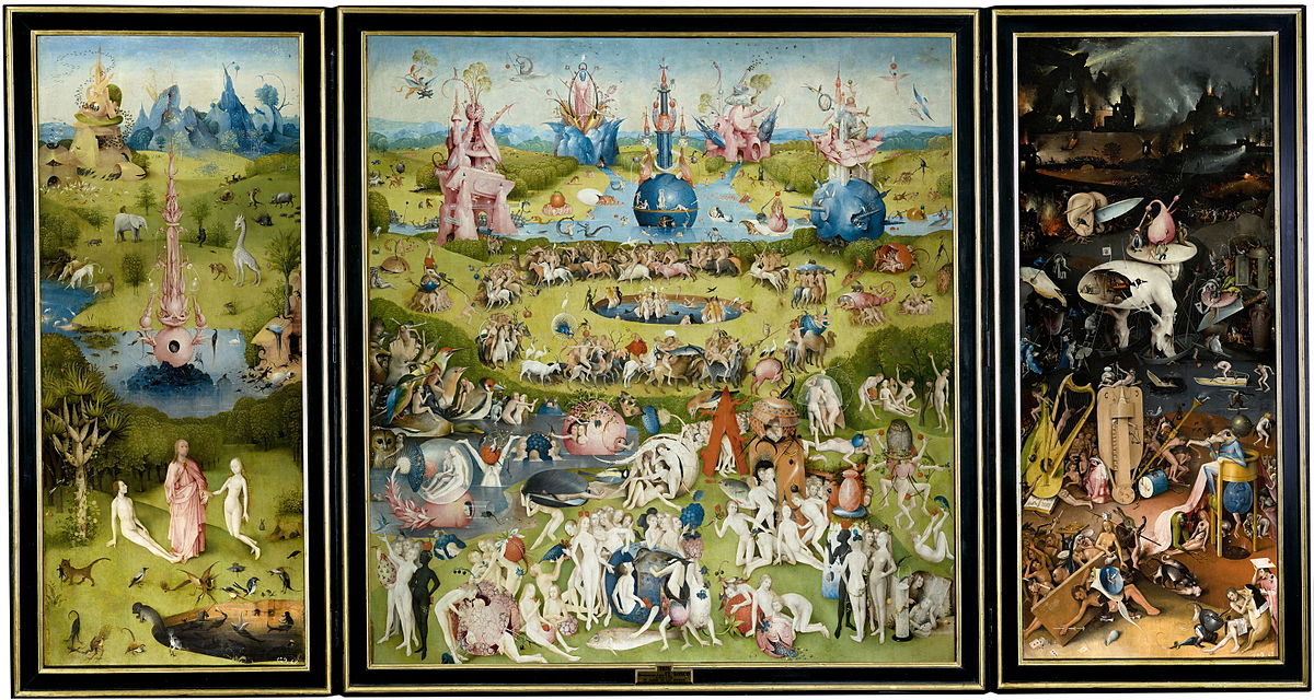 Hieronymus Bosch, Garten der Lüste, Öl auf Holz, Museo del Prado, Madrid.